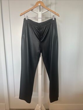 Banana Republic Black Faux Leather Jogger Pants (Tall)